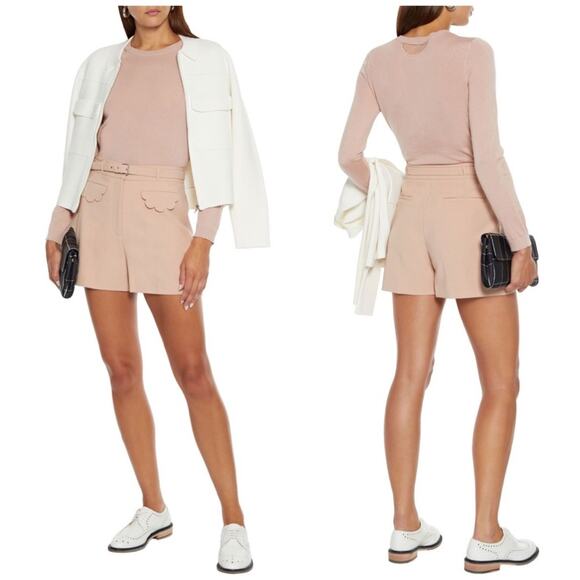 Red Valentino Limited Edition Scallop Detail Cady Tech Crepe Shorts Size 42 IT‎ - Picture 1 of 7